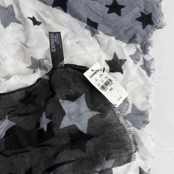 Starry Black White Gradient Scarf By Express Lightweight Colorblock Frayed Hem - Picture 11 of 15